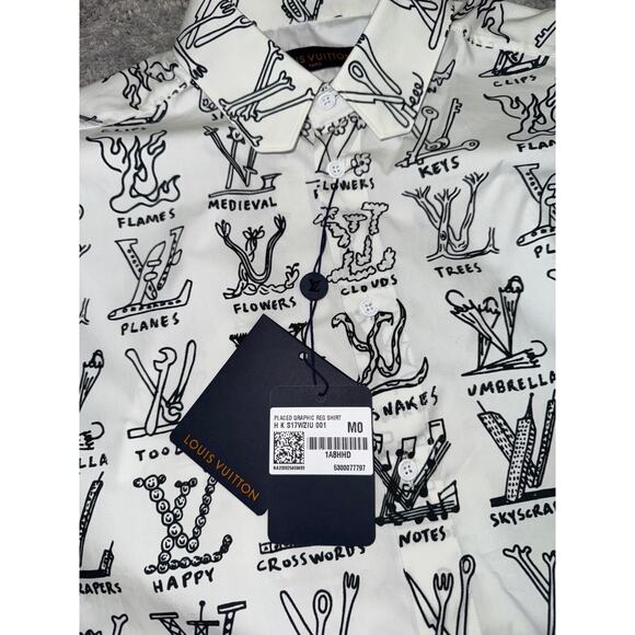 Louis Vuitton Placed Graphic Regular Long Sleeve Monogram Button Up Down Shirt M - Picture 5 of 15